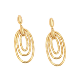 Gold Chunky Long Twisted Concentric Circles Drop Dangle Earrings