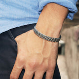 S925 Silver Bracelet for Men Fashion Hip-Hop Style Open Cuff