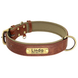 Personalized PU Leather Dog ID Collar & Leash Set