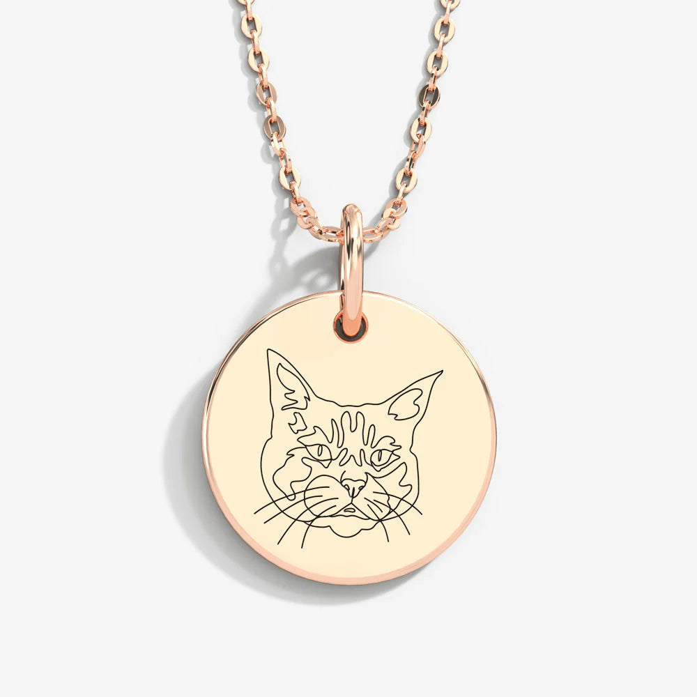 Custom Pet Portrait & Name Art Necklace