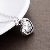 925 Sterling Silver Necklace Love Heart Cross Hollowed Out Family Urn Necklace