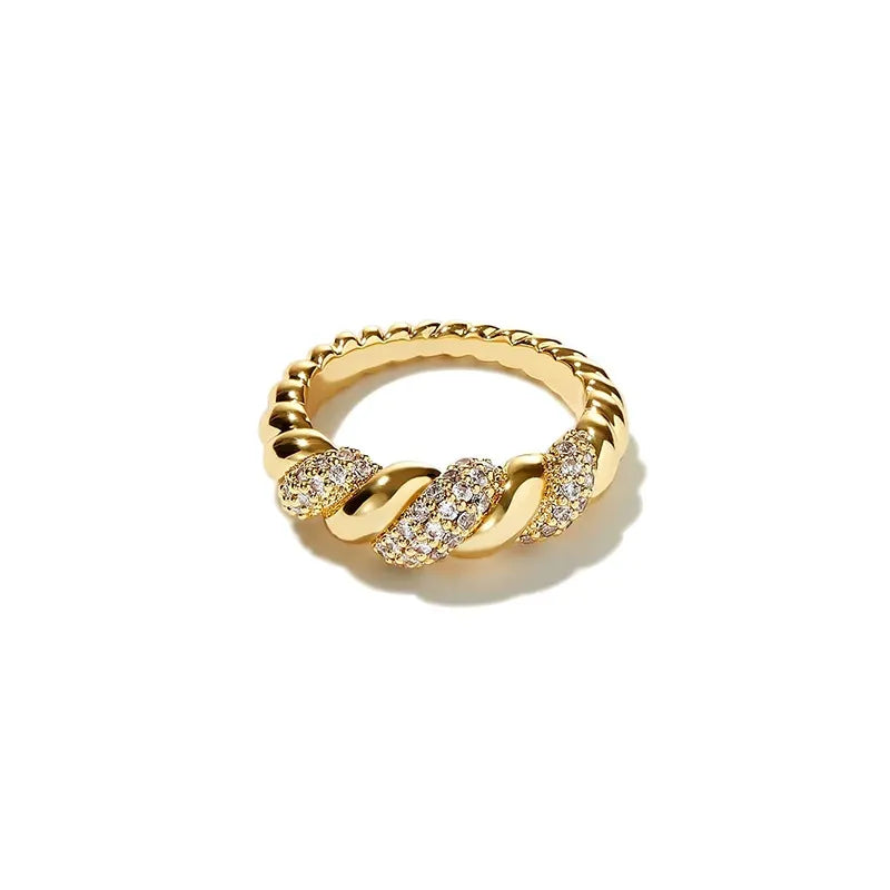 Studio photograph of an 18K gold-plated Twist Link Ring on a clean white background.