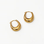 A pair of 18K gold plated U-shape hoop earrings displayed on a clean white background.