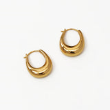 A pair of 18K gold plated U-shape hoop earrings displayed on a clean white background.