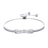 14K White Gold Ribbon Adjustable Bracelet with Diamonds