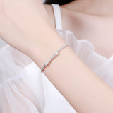 14K White Gold Ribbon Adjustable Bracelet with Diamonds