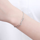 14K White Gold Ribbon Adjustable Bracelet with Diamonds