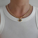 Chunky Gold 3D Evil Eye Charm Choker Necklace