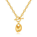 Gold Chain Toggle Teardrop Pendant Necklace