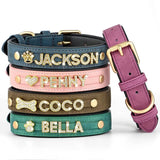 Personalized Leather Crystal Dog ID Collar