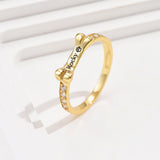 Personalized Zircon Stone Dog Bone Name Ring