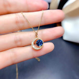 Natural Blue Gemstone Pendant Necklace