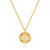 Gold Plated Coin Pearl Pendant Necklace