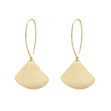 Gold Flat Brushed Ginkgo Leaf Lightweight Earrings Statement