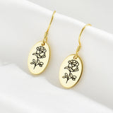 Engraved Birth Flower Earrings