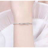 14K White Gold Ribbon Adjustable Bracelet with Diamonds