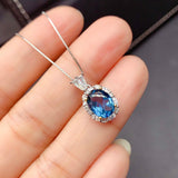 Natural Blue Stone Birthstone Necklace