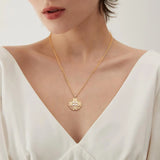 Gold Plated Coin Pearl Pendant Necklace