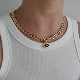 Chunky Gold 3D Evil Eye Charm Choker Necklace