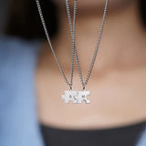 Customized Initial Puzzle Monogrammed Love Necklace Set Of 2