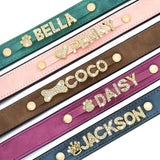 Personalized Leather Crystal Dog ID Collar