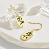 Engraved Birth Flower Earrings