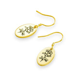 Engraved Birth Flower Earrings