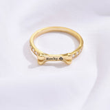 Personalized Zircon Stone Dog Bone Name Ring