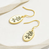 Engraved Birth Flower Earrings