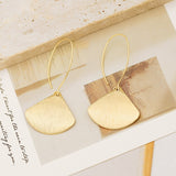 Gold Flat Brushed Ginkgo Leaf Lightweight Earrings Statement