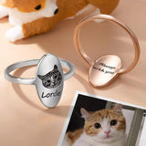 Custom Pet Portrait Signet Ring with Name