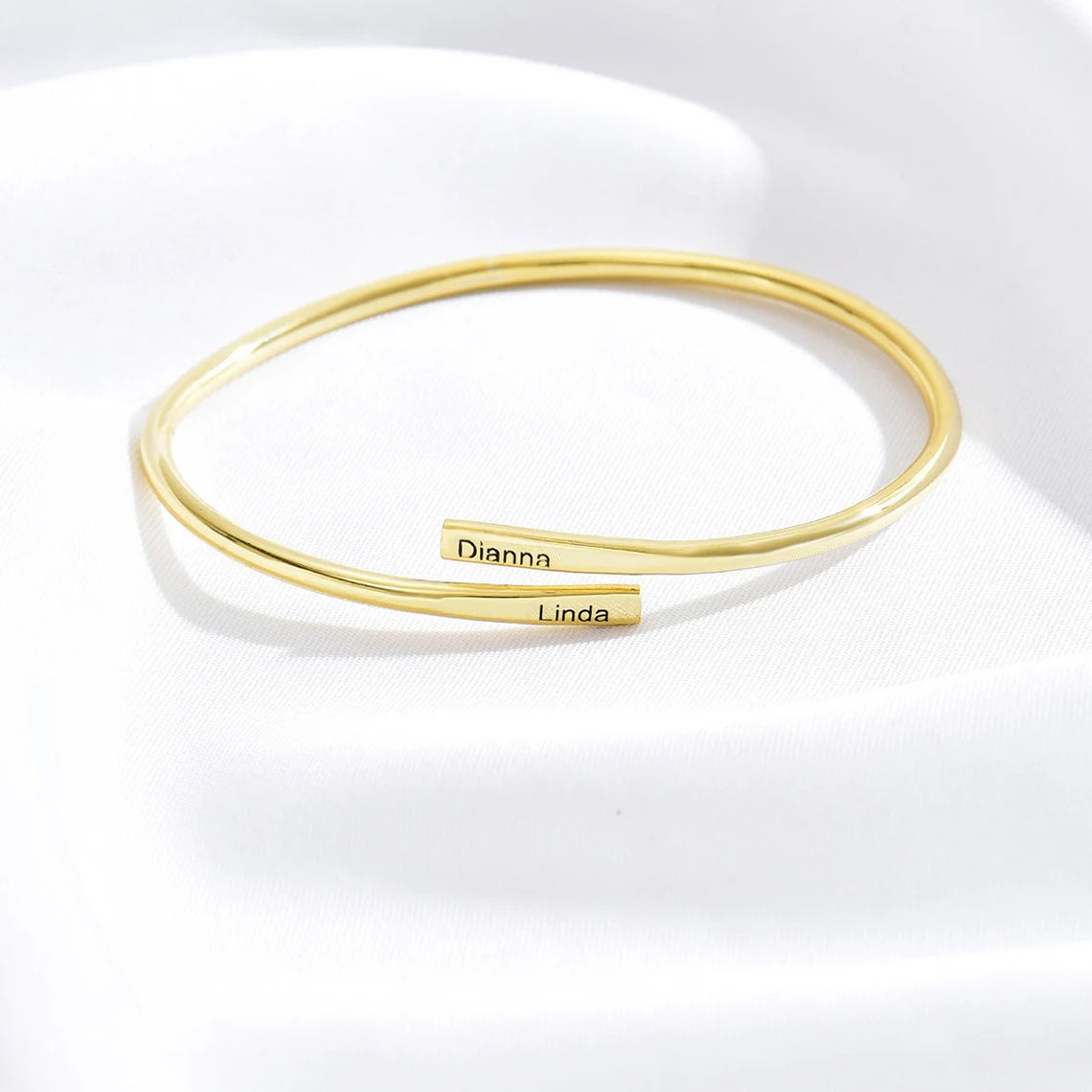 Custom Engraved Double Name Bangle Bracelets