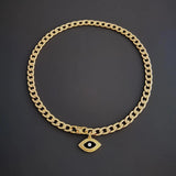 Chunky Gold 3D Evil Eye Charm Choker Necklace