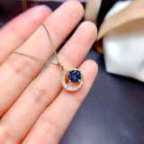 Natural Blue Gemstone Pendant Necklace