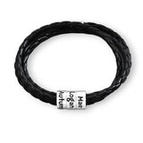 Personalized Men Black Braid Names Beads Bracelet