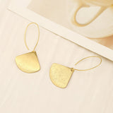 Gold Flat Brushed Ginkgo Leaf Lightweight Earrings Statement