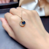 Natural Blue Gemstone Pendant Necklace