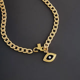 Chunky Gold 3D Evil Eye Charm Choker Necklace