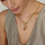 Gold Chain Toggle Teardrop Pendant Necklace