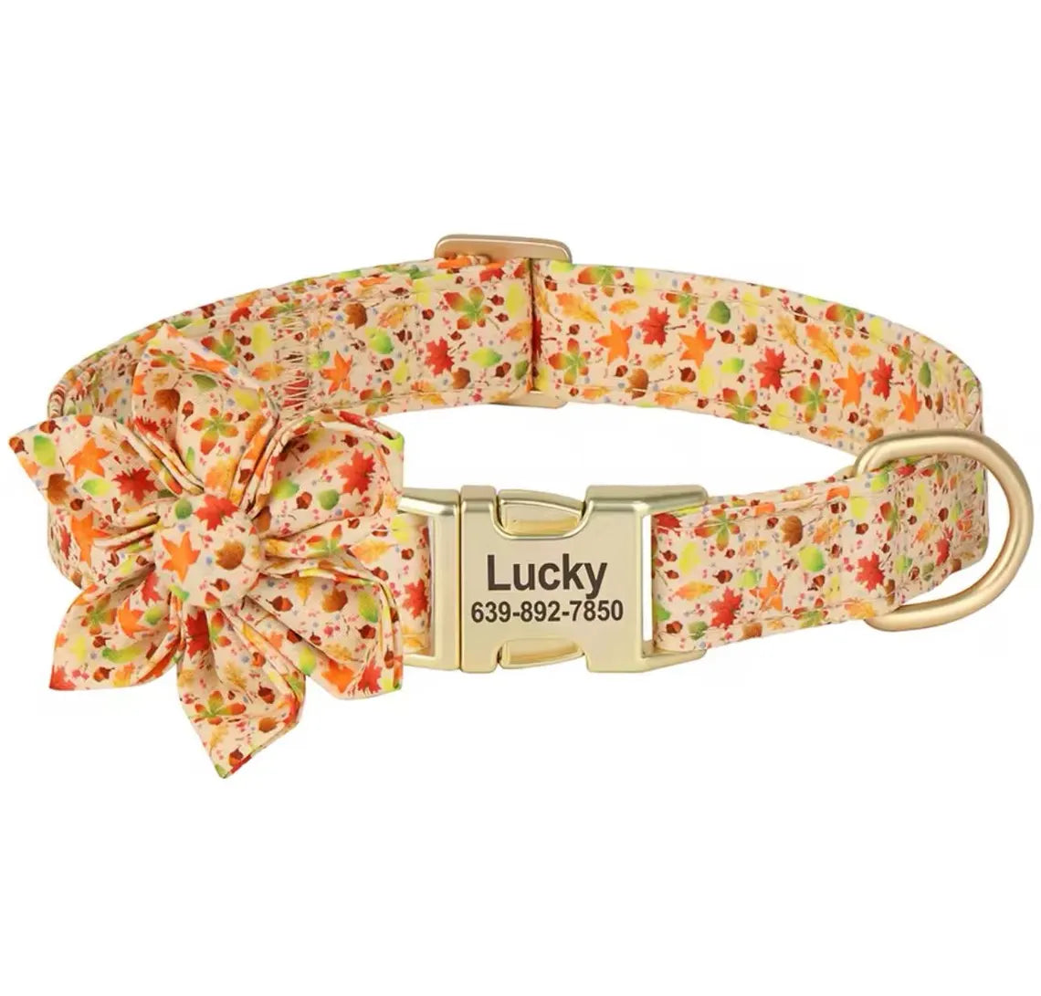 Personalized Cute Flower Dog ID Collar