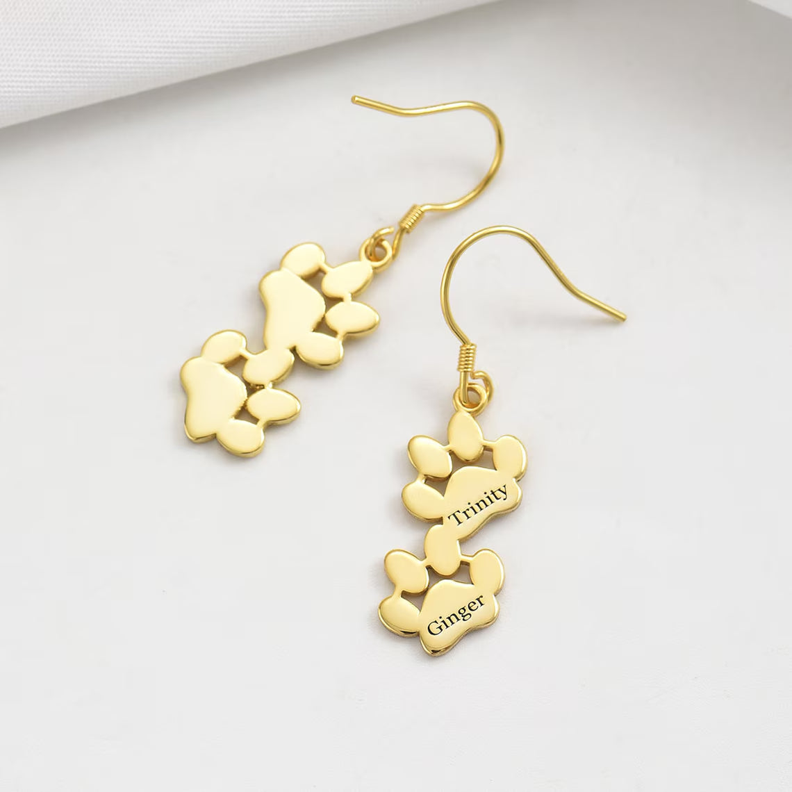 Personalized Dog Paw Name Earrings