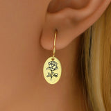 Engraved Birth Flower Earrings