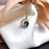 Natural Blue Gemstone Pendant Necklace