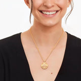 Gold Plated Coin Pearl Pendant Necklace