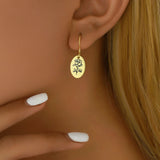 Engraved Birth Flower Earrings