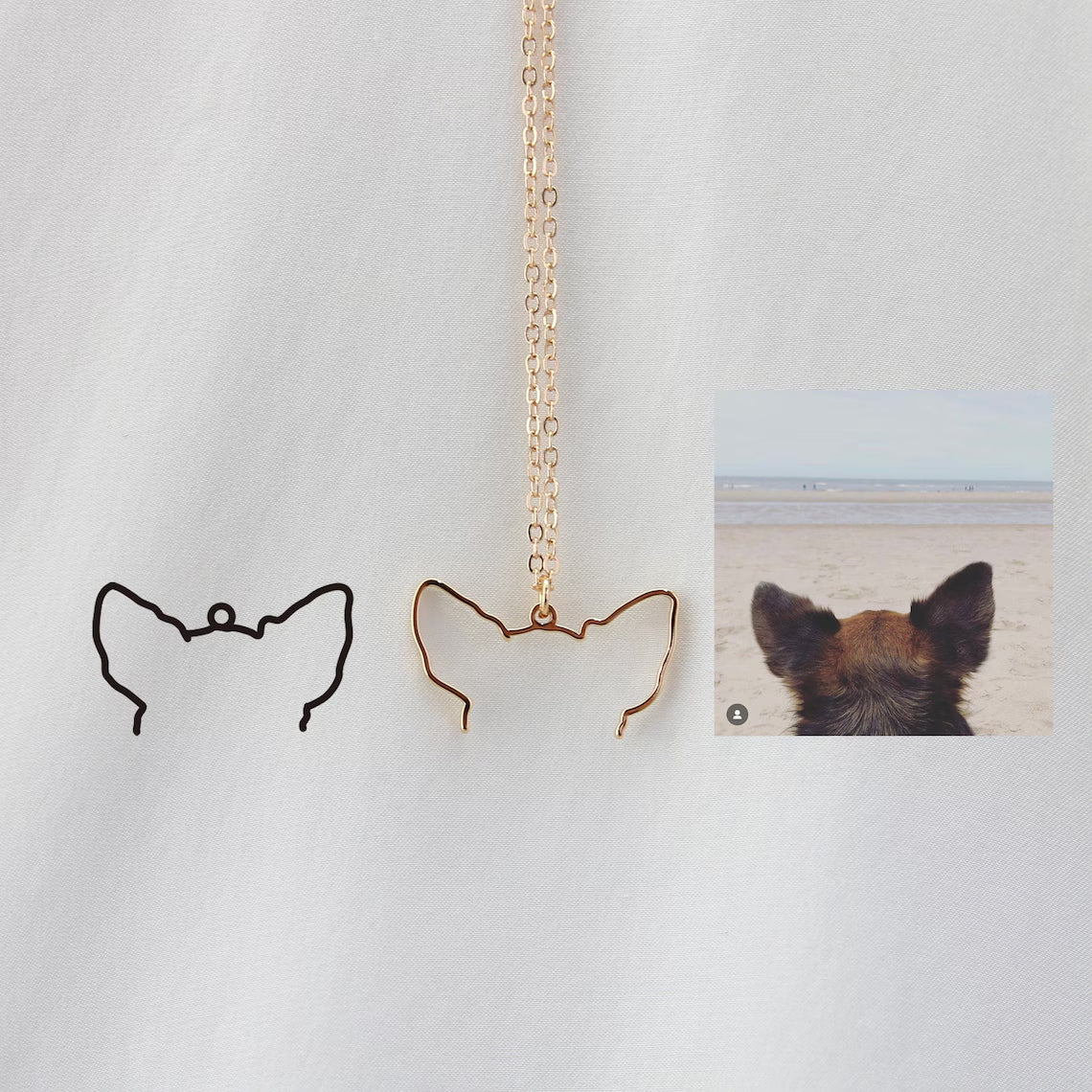 Custom Dog Ears with Name Necklace