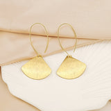 Gold Flat Brushed Ginkgo Leaf Lightweight Earrings Statement