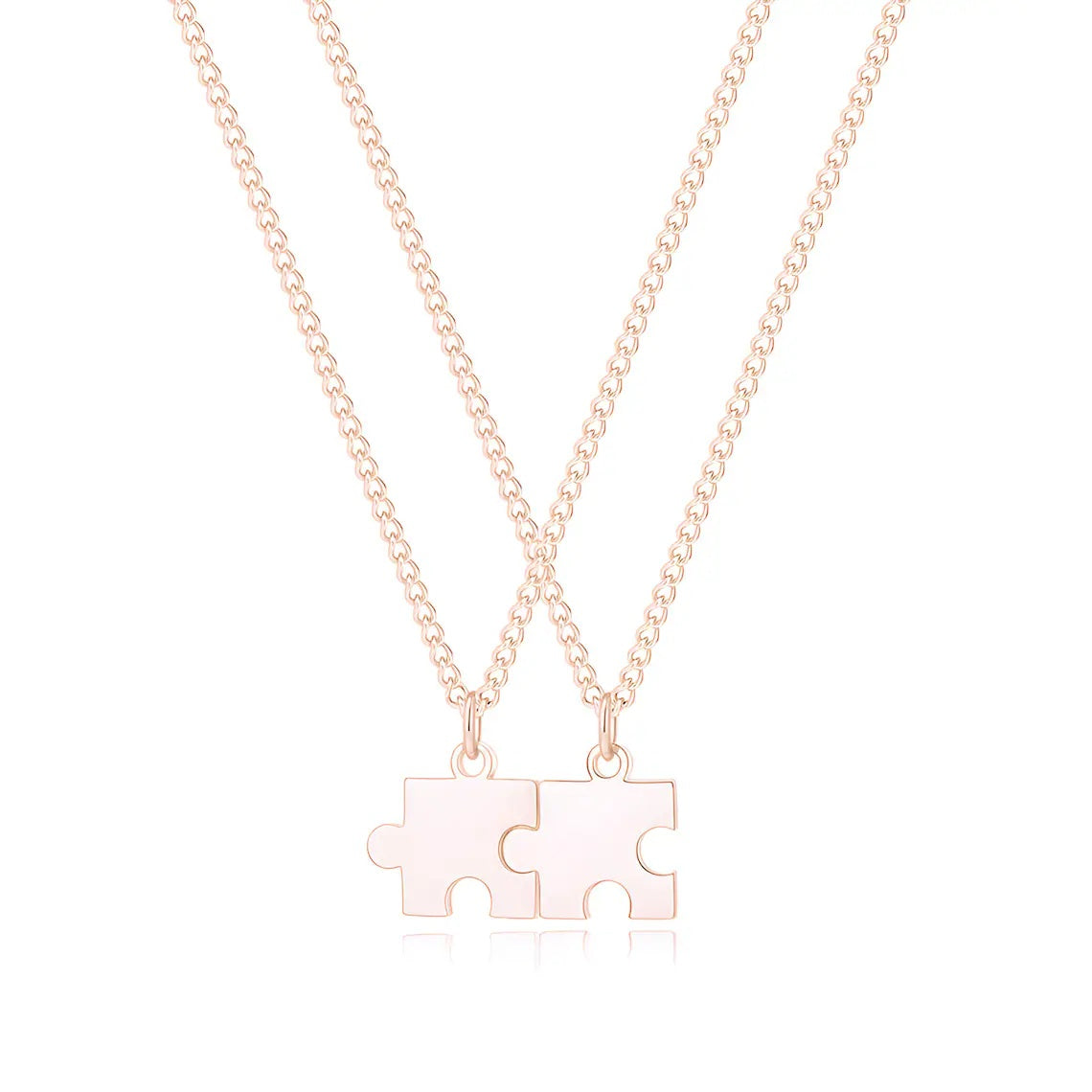 Customized Initial Puzzle Monogrammed Love Necklace Set Of 2