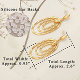 Gold Chunky Long Twisted Concentric Circles Drop Dangle Earrings