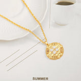 Gold Plated Coin Pearl Pendant Necklace